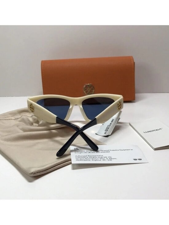 New Authentic Tory Burch TY7169U Sunglasses – Navy/Ivory Vintage Stripes